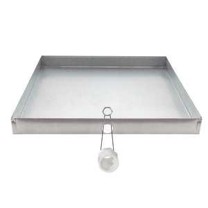 Eastman 69052 24 in. x 24 in. Square Galvanized Water Heater Drain Pan with 1 in. PVC Fitting