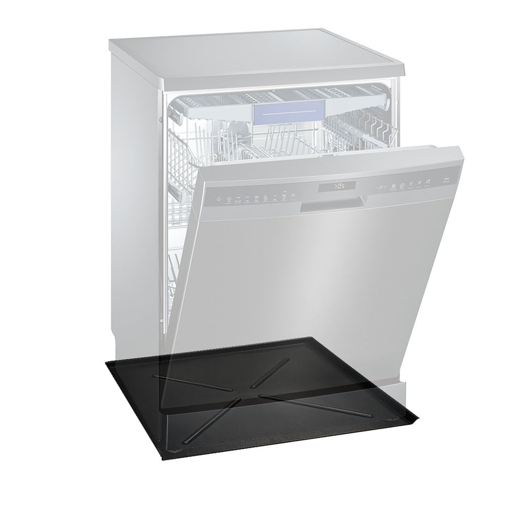 Eastman 70486 24.5 in. x 20.5 in. Black Plastic Dishwasher Pan with 3 Wall Leak Protection - 3