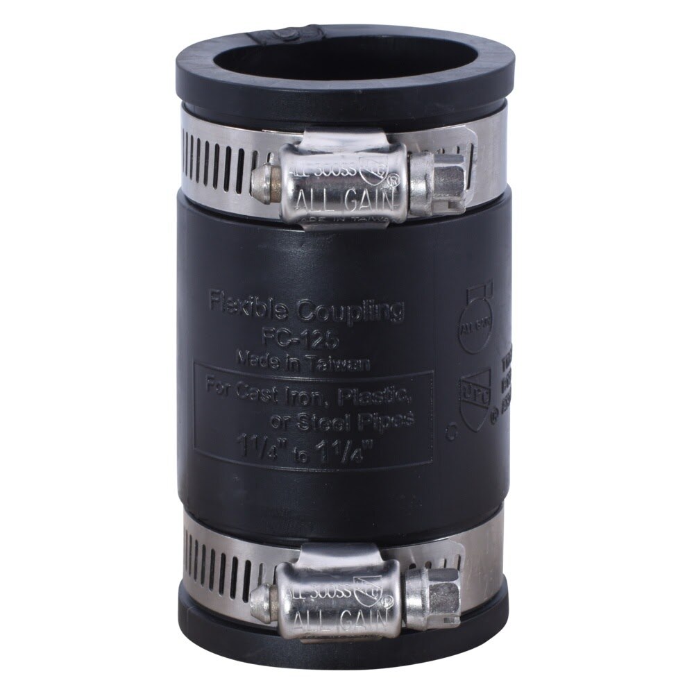 Eastman 86000 1-1/4 in x 1-1/4 in Flexible Rubber Coupling for Cast Iron Plastic or Steel Pipe - 3