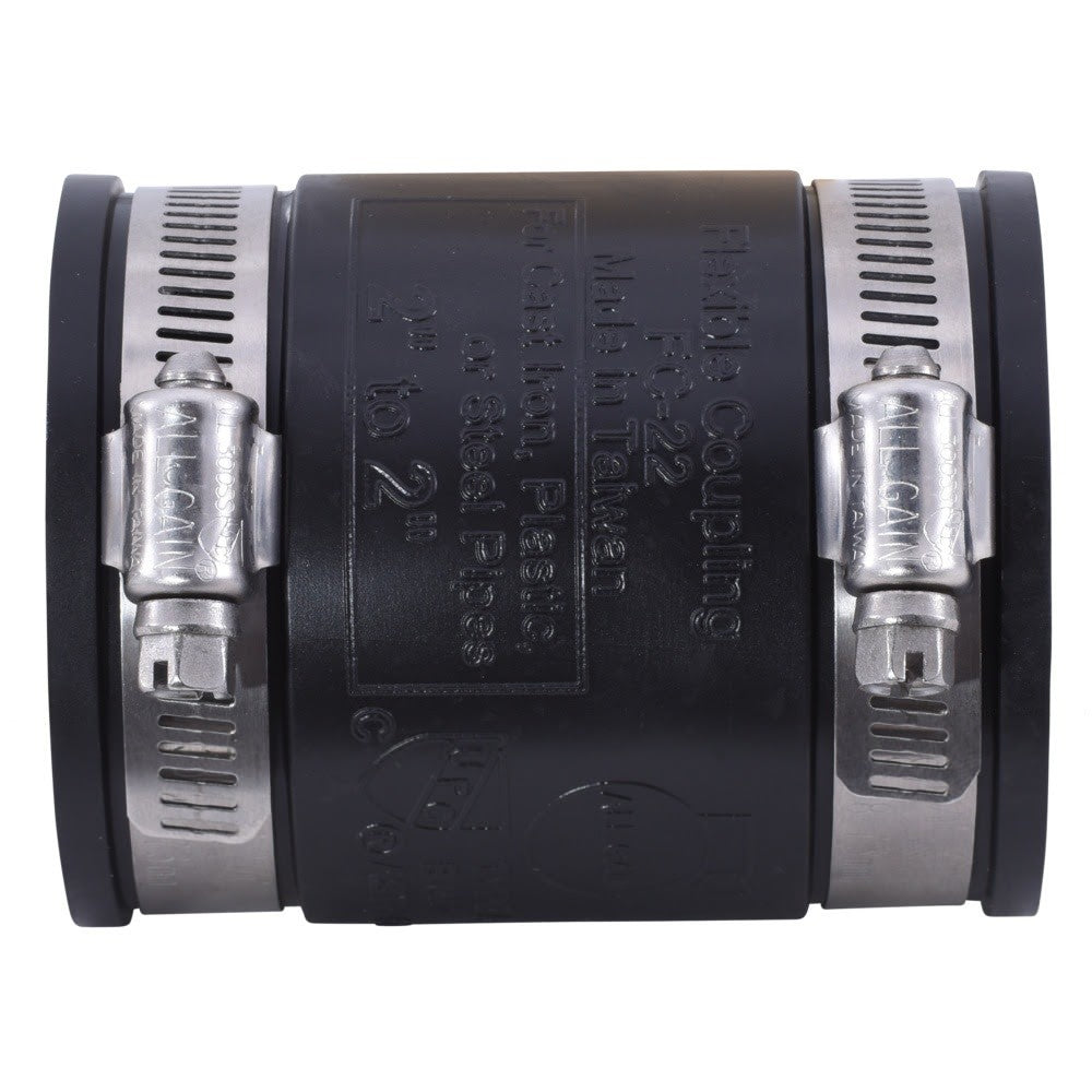 Eastman 86003 2 in x 2 in Flexible PVC Mechanical Coupling with Stainless Steel Clamps - 2