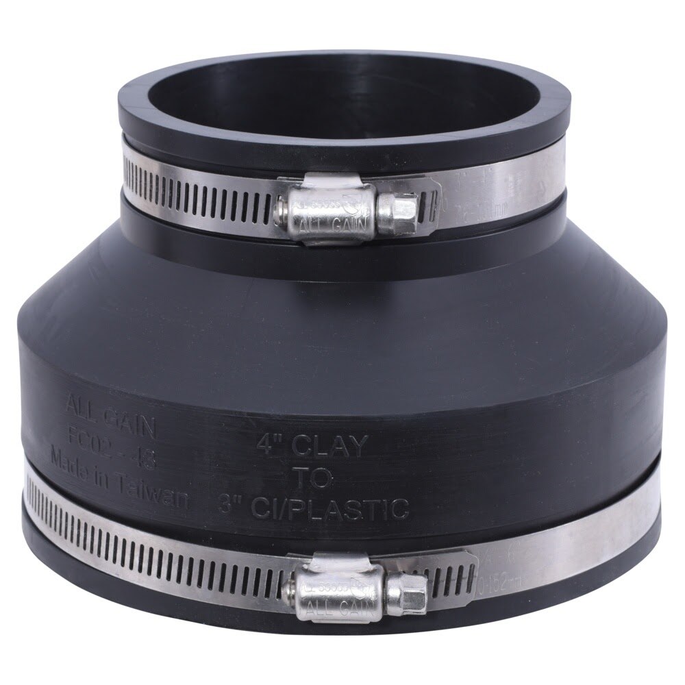 Eastman 86094 4 in x 3 in Flexible Coupling for Clay to Cast Iron or Plastic Pipe - 3