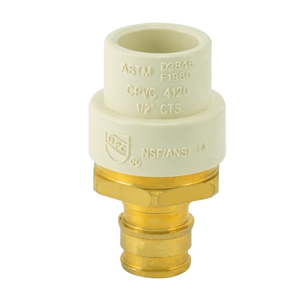Eastman 86117 1/2 in Slip x 1/2 in F1960 PEX CPVC Brass Transition Adapter