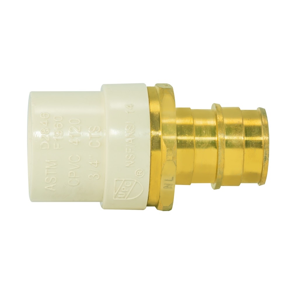 Eastman 86118 3/4 in. Slip x 3/4 in. F1960 PEX CPVC x Brass Transition Adapter - 3