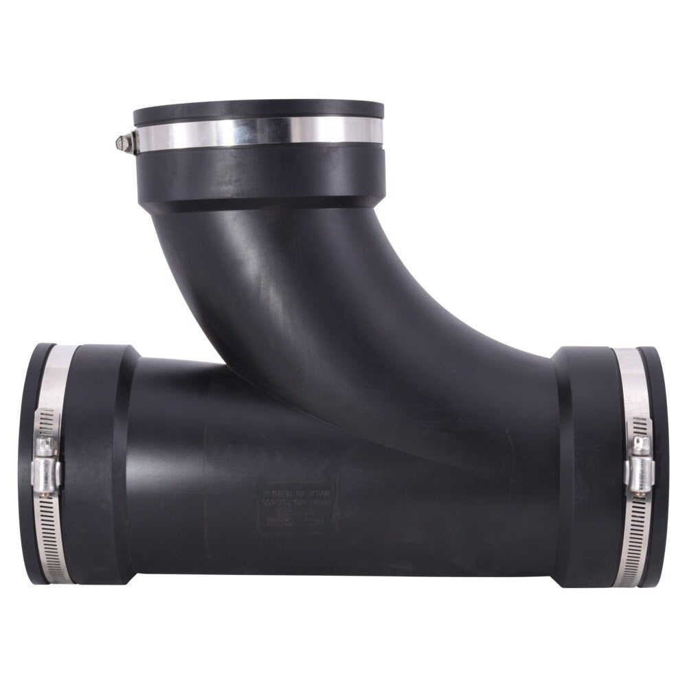 Eastman 86154 4 in Flexible Tee with Stainless Steel Clamps for No Hub Pipe Connections - 2