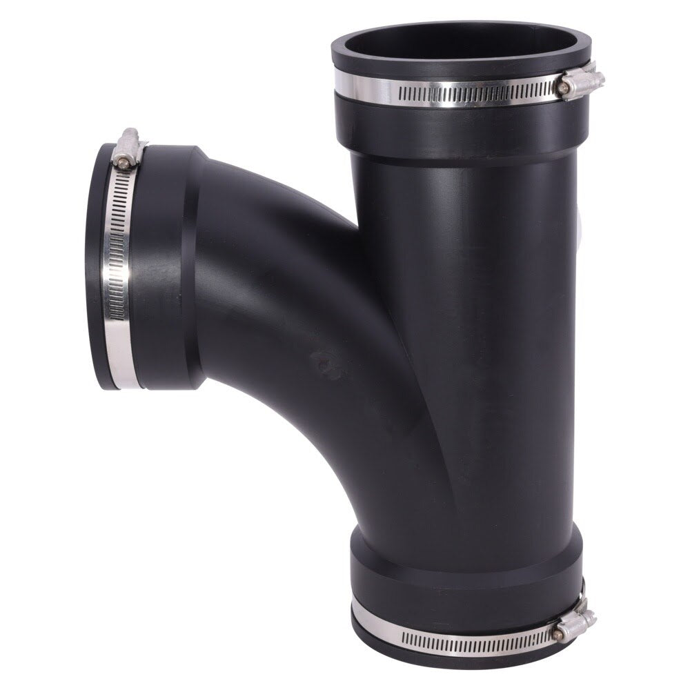 Eastman 86154 4 in Flexible Tee with Stainless Steel Clamps for No Hub Pipe Connections - 3