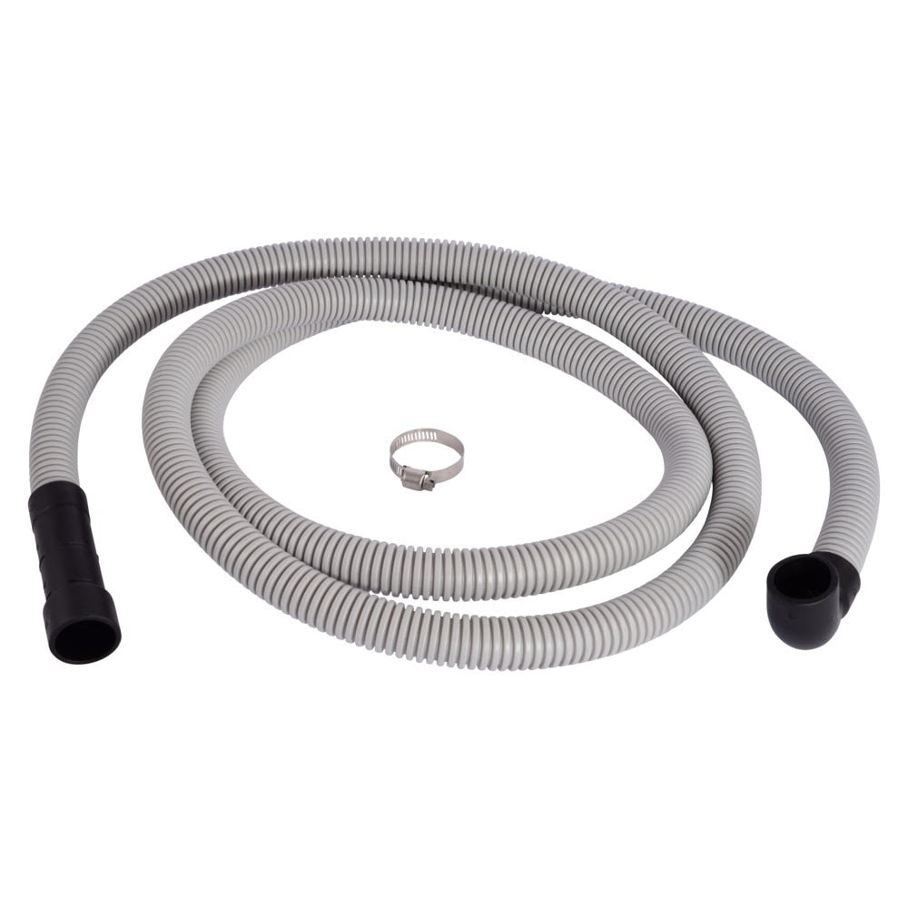 Eastman 91218 8 ft Universal Corrugated Dishwasher Discharge Hose with 90 Degree Elbow and Clamp
