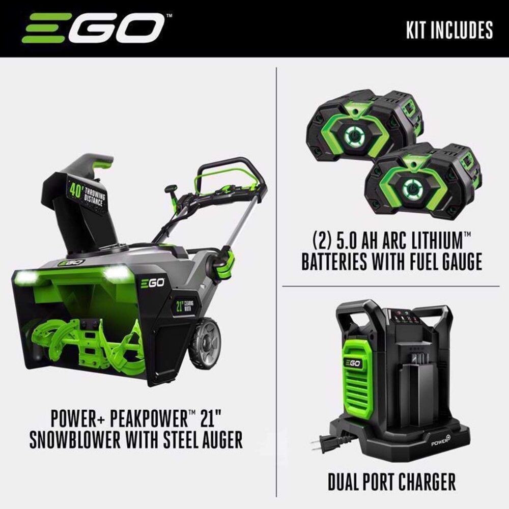 EGO SNT2112 21" Dual Port Snow Blower 2*G3 5Ah Kit,w/ CH2800D Charger, with steel auger - 4