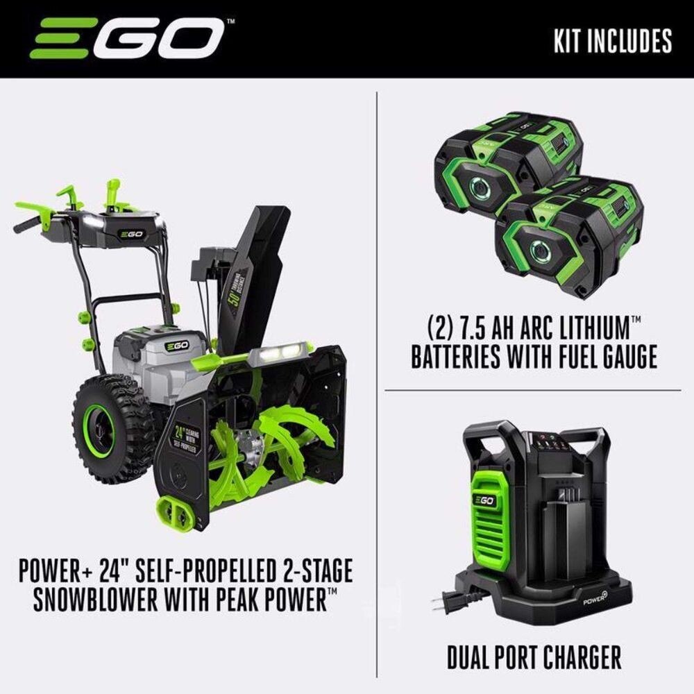 EGO SNT2405 24" 2-stage Snow Blower Kit (2*G3 7.5Ah Battery, CH2800D Dual-port Charger) - 3