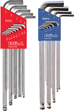 Eklind 17322 Ball Hex L Key Set - Bright 13 pc Inch & 9 pc MM Extra Long