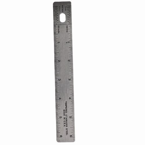 Empire Level 27303 6" Stiff Ruler (Stainless Steel - 100ths, 64ths, 32nds, 16ths, 10ths, mm)