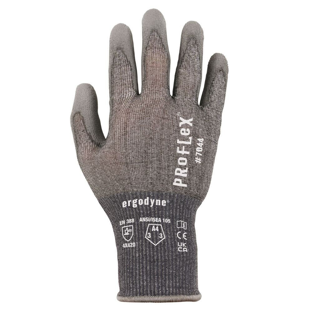 Ergodyne 10484 #7044 12-pair L Gray ANSI A4 PU Coated CR Gloves - 7