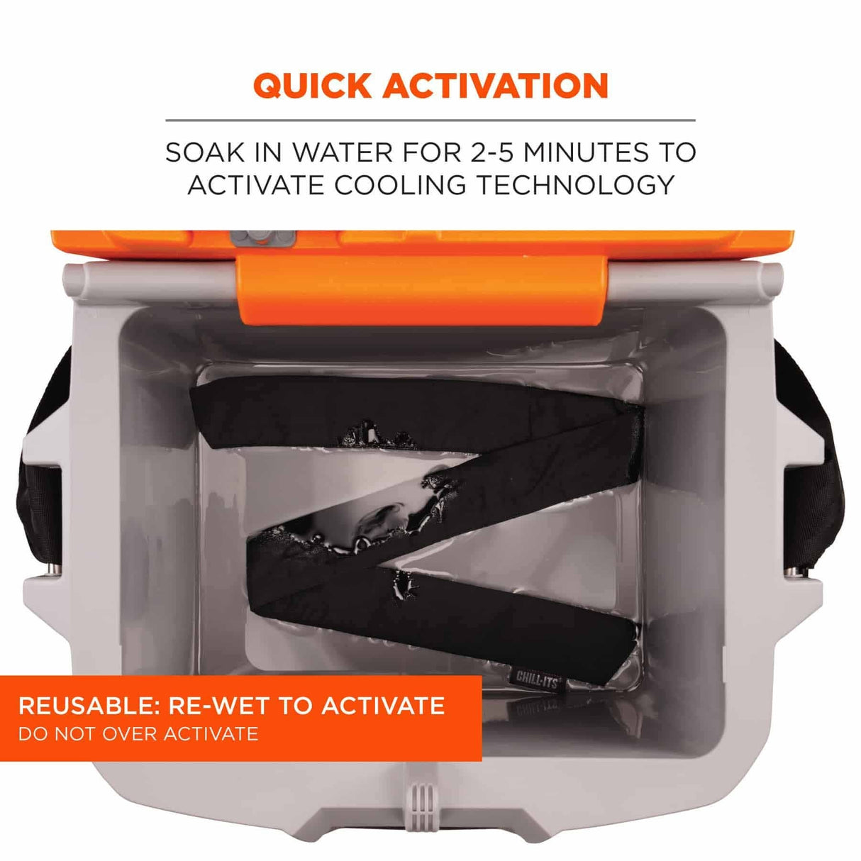 Ergodyne 12332 6700 Black Cooling Bandana Headband - Polymer - Tie - 4