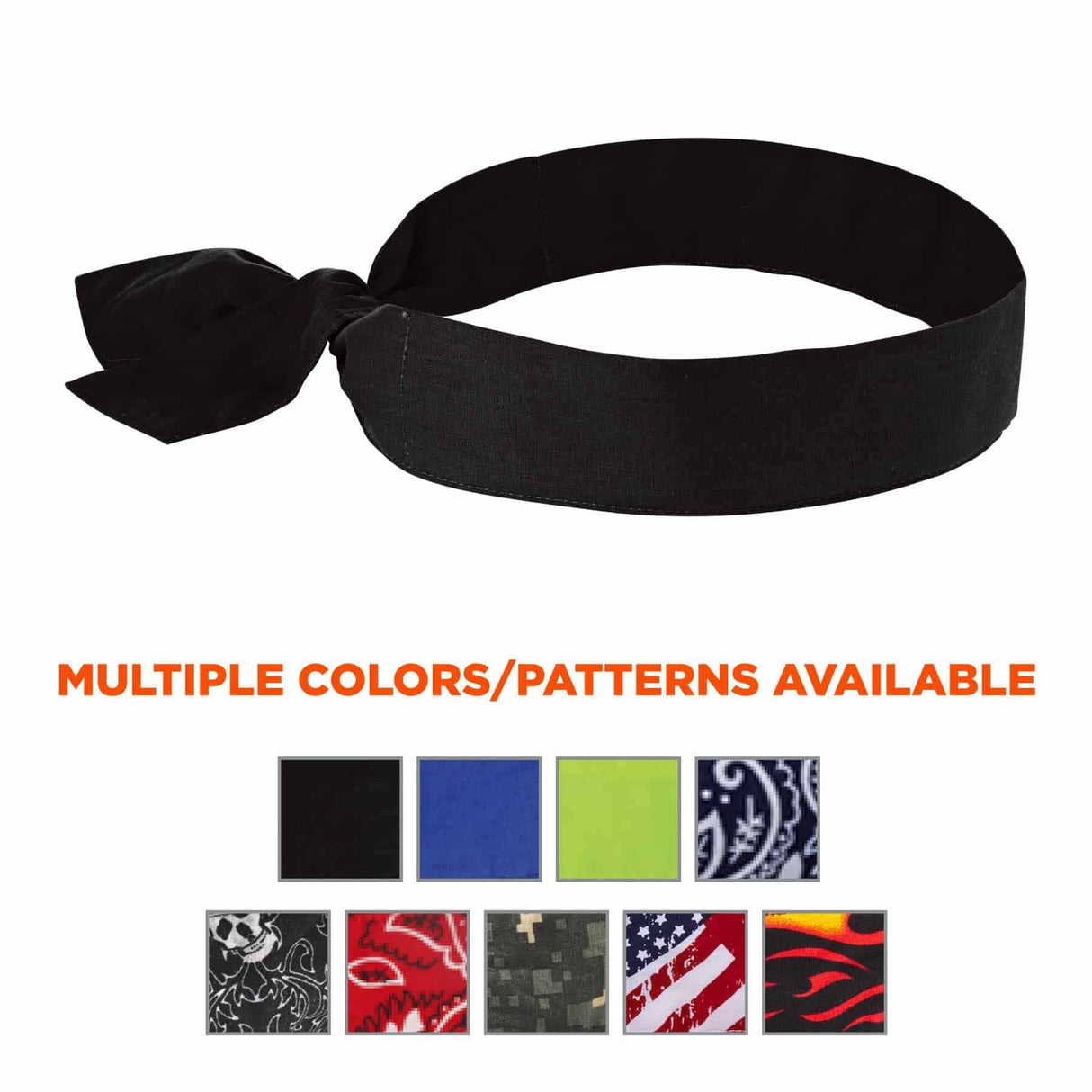 Ergodyne 12332 6700 Black Cooling Bandana Headband - Polymer - Tie - 5