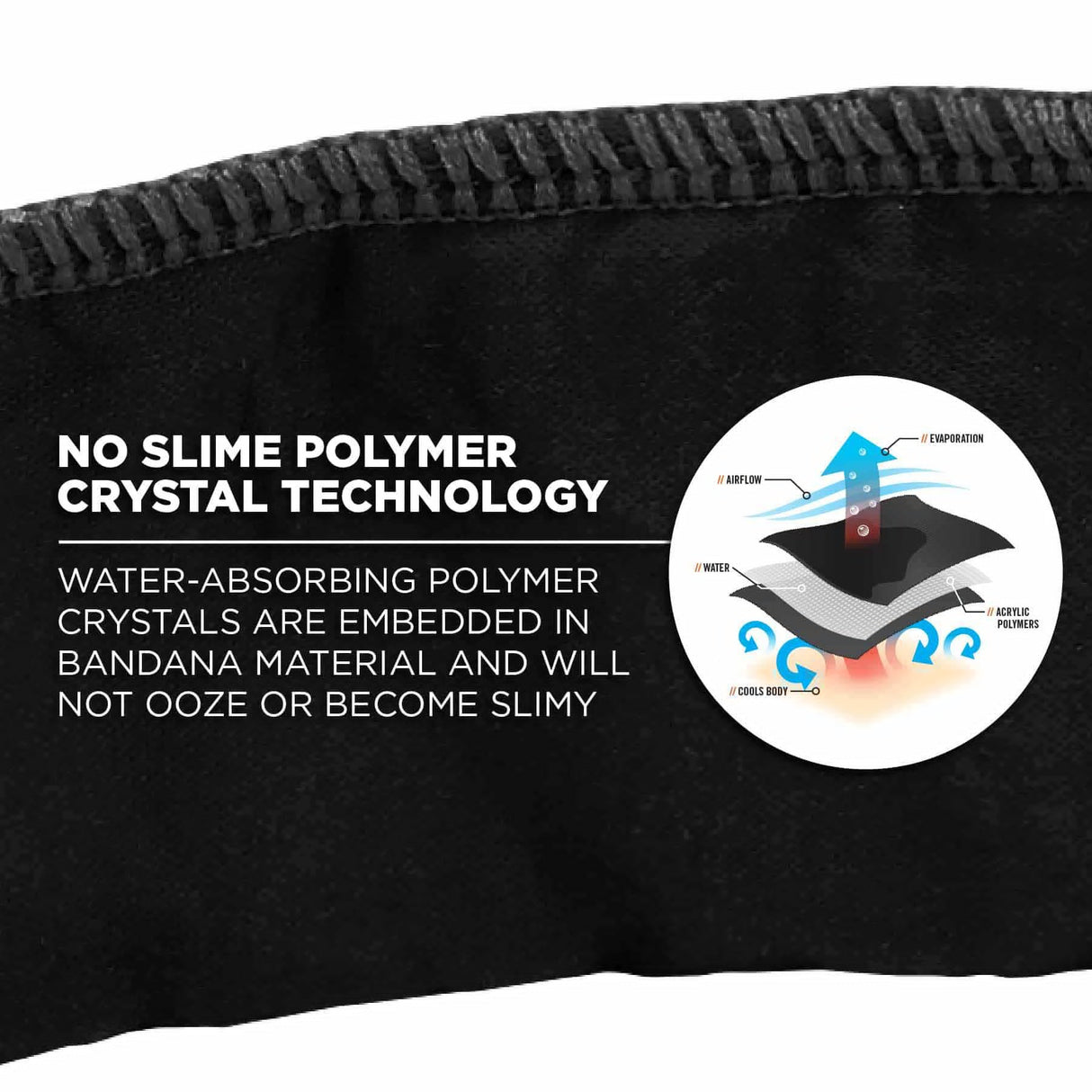 Ergodyne 12396 6702 Black Cooling Bandana - Embedded Polymers - Tie - 5