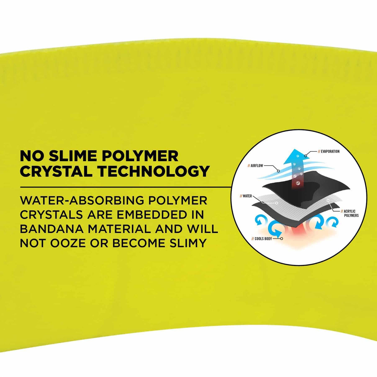 Ergodyne 12397 6702 Lime Cooling Bandana - Embedded Polymers - Tie - 3