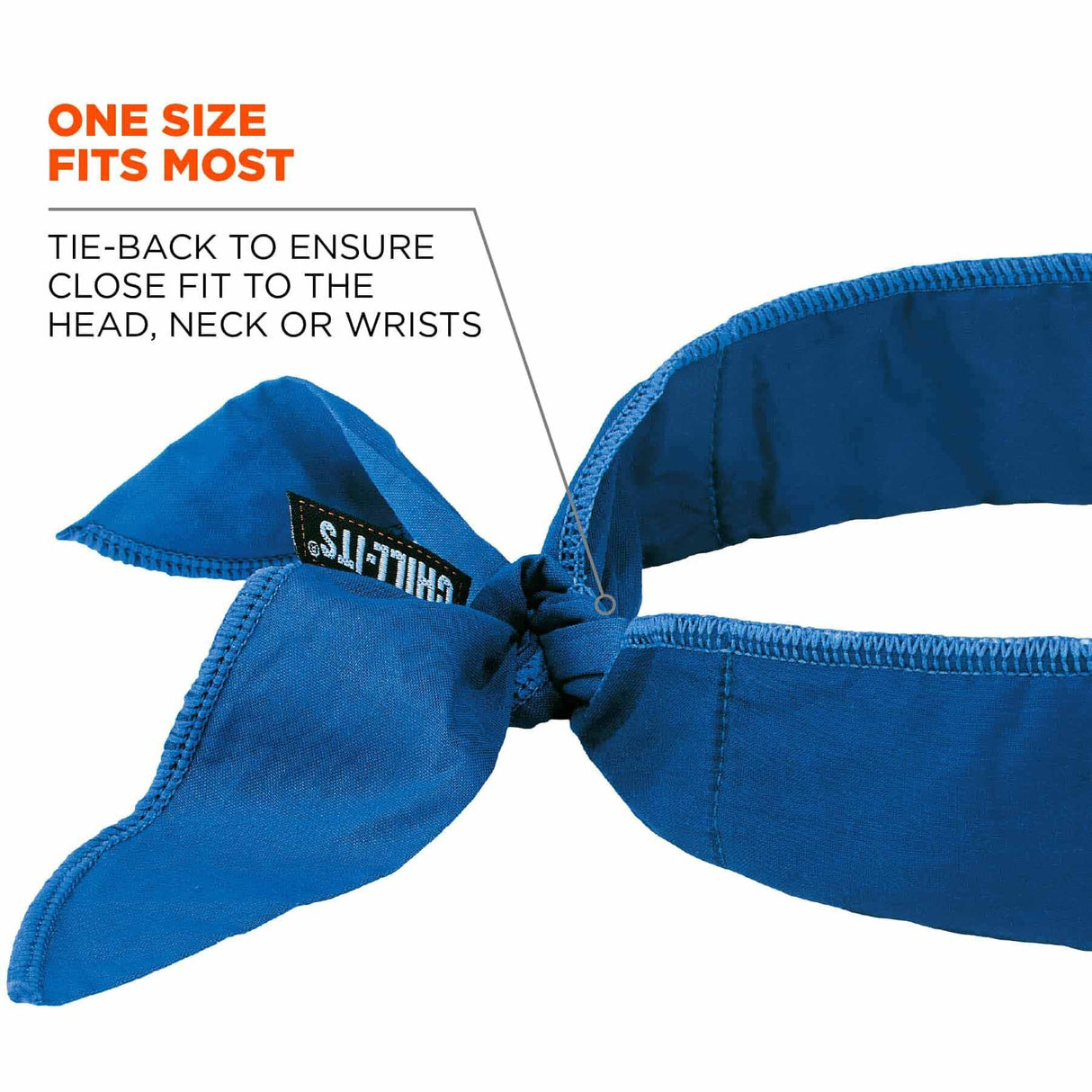 Ergodyne 12399 6702 Solid Blue Cooling Bandana - Embedded Polymers - Tie - 4