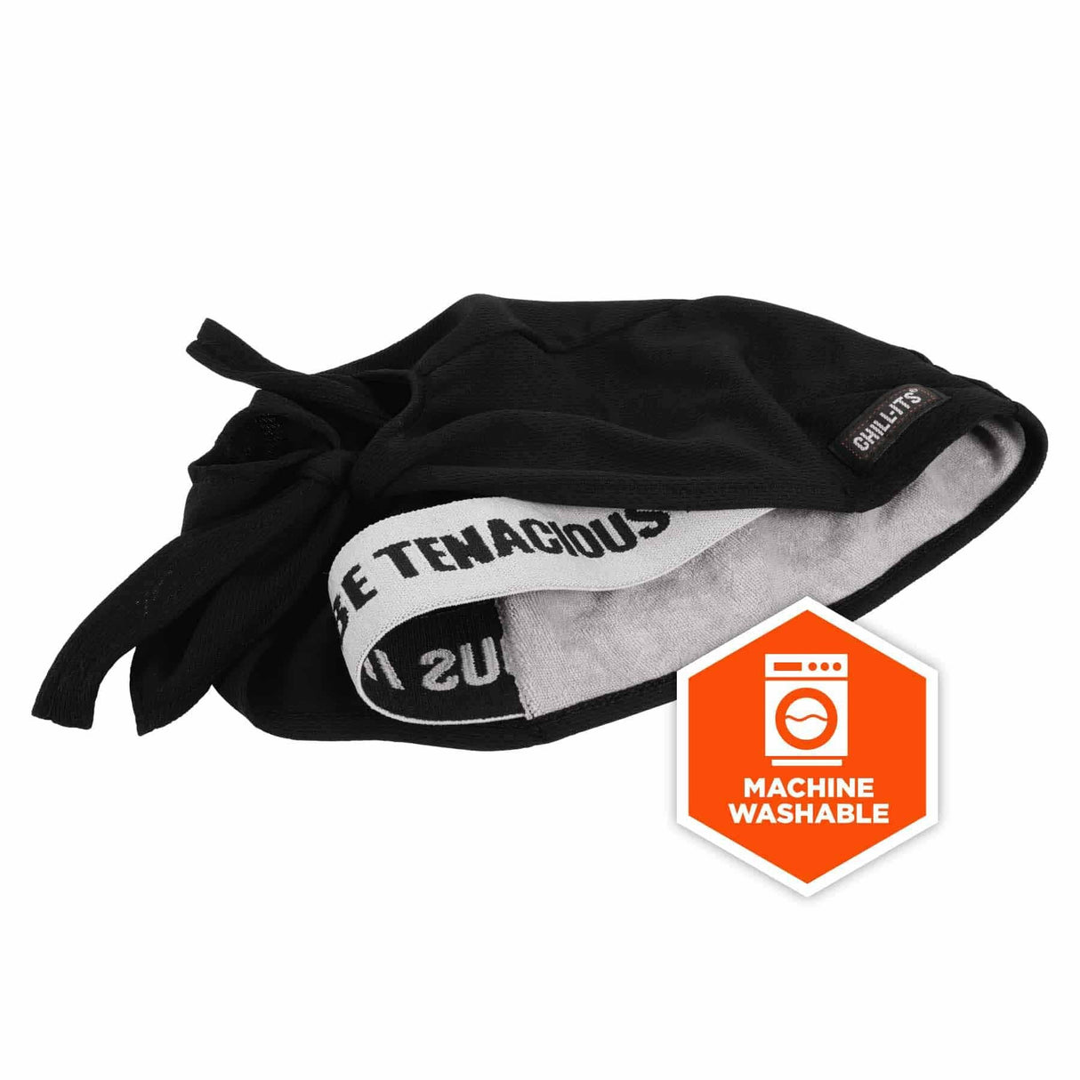 Ergodyne 12487 6615 Black High-Performance Terry Cloth Bandana - Tie - 2