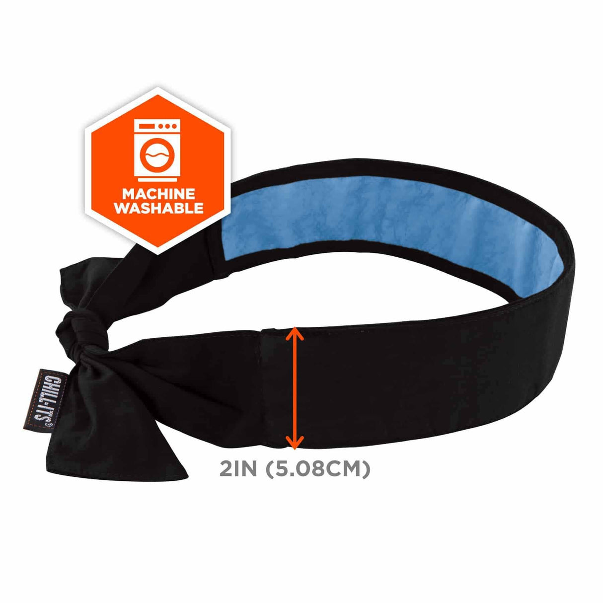 Ergodyne 12565 6700CT Black Cooling Bandana Headband - PVA - Tie - 2