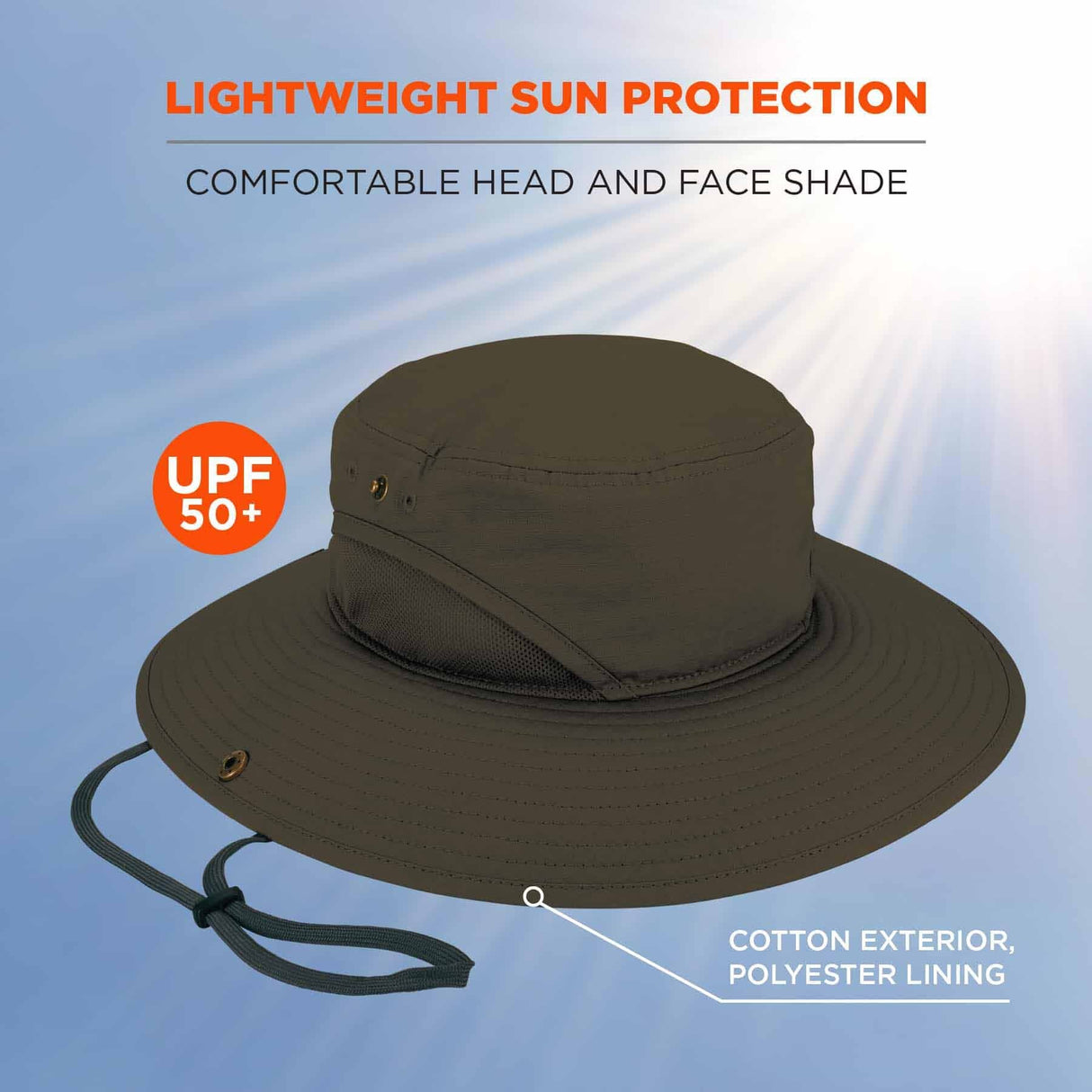 Ergodyne 12603 8936 L/XL Olive Lightweight Ranger Hat - Mesh Paneling - 2