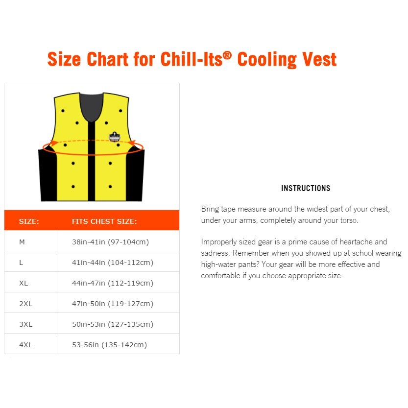 Ergodyne 12673 Chill-Its 6685 Dry Evaporative Cooling Vest, Medium, HV Lime - 6