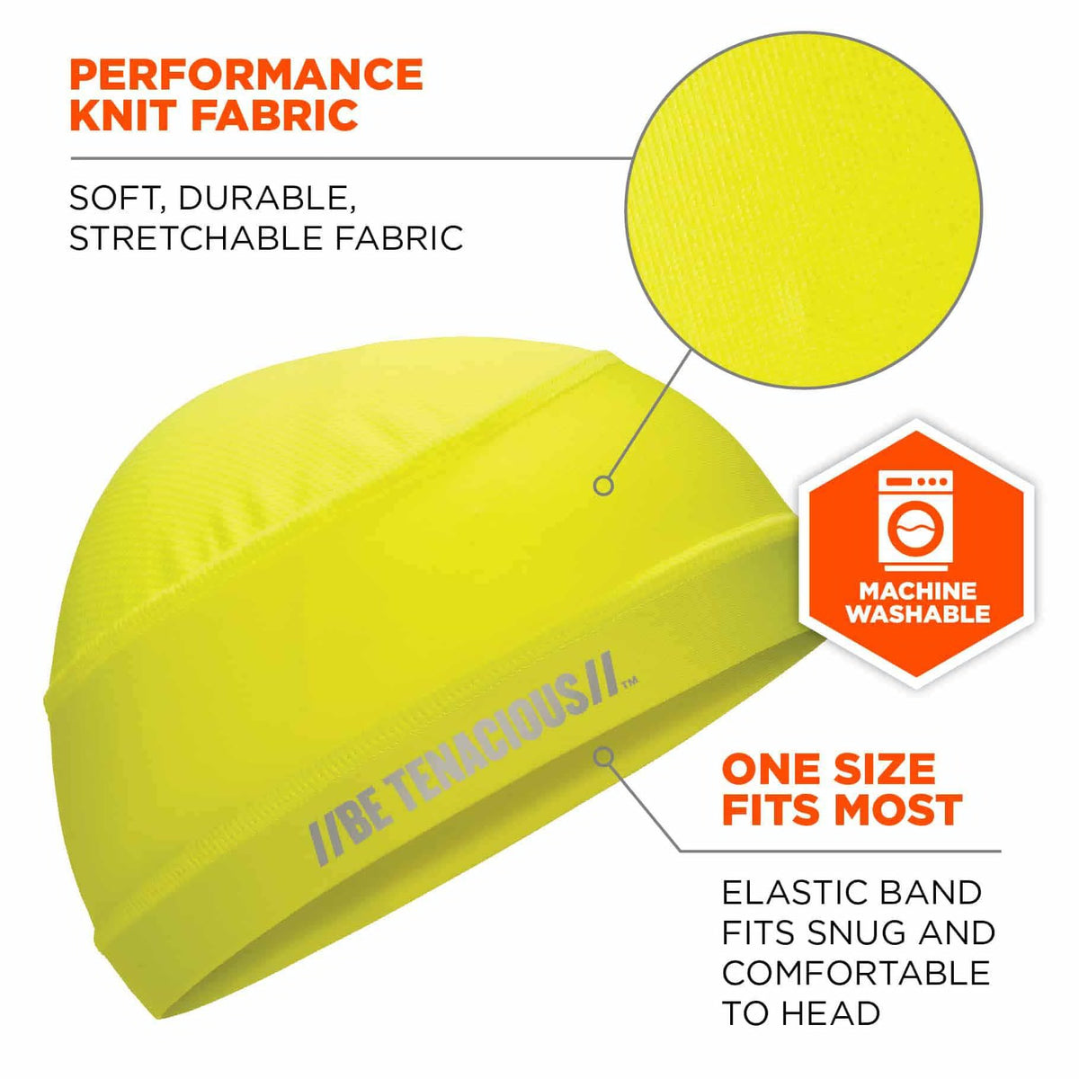 Ergodyne 12687 6632 Lime Cooling Skull Cap - Performance Knit - 3