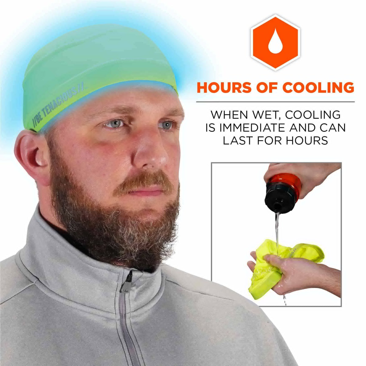 Ergodyne 12687 6632 Lime Cooling Skull Cap - Performance Knit - 4