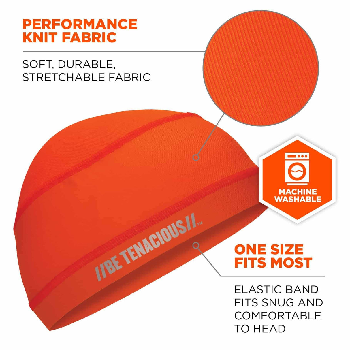 Ergodyne 12688 6632 Orange Cooling Skull Cap - Performance Knit - 3