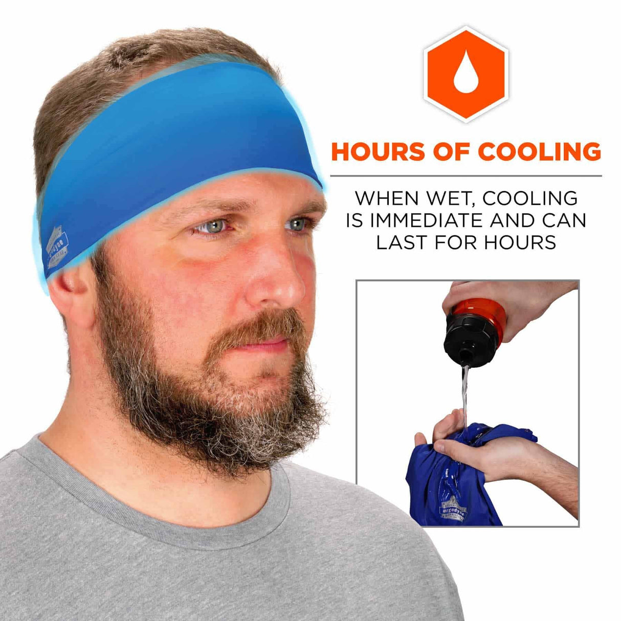 Ergodyne 12701 6634 Blue Cooling Headband - Performance Knit - 4