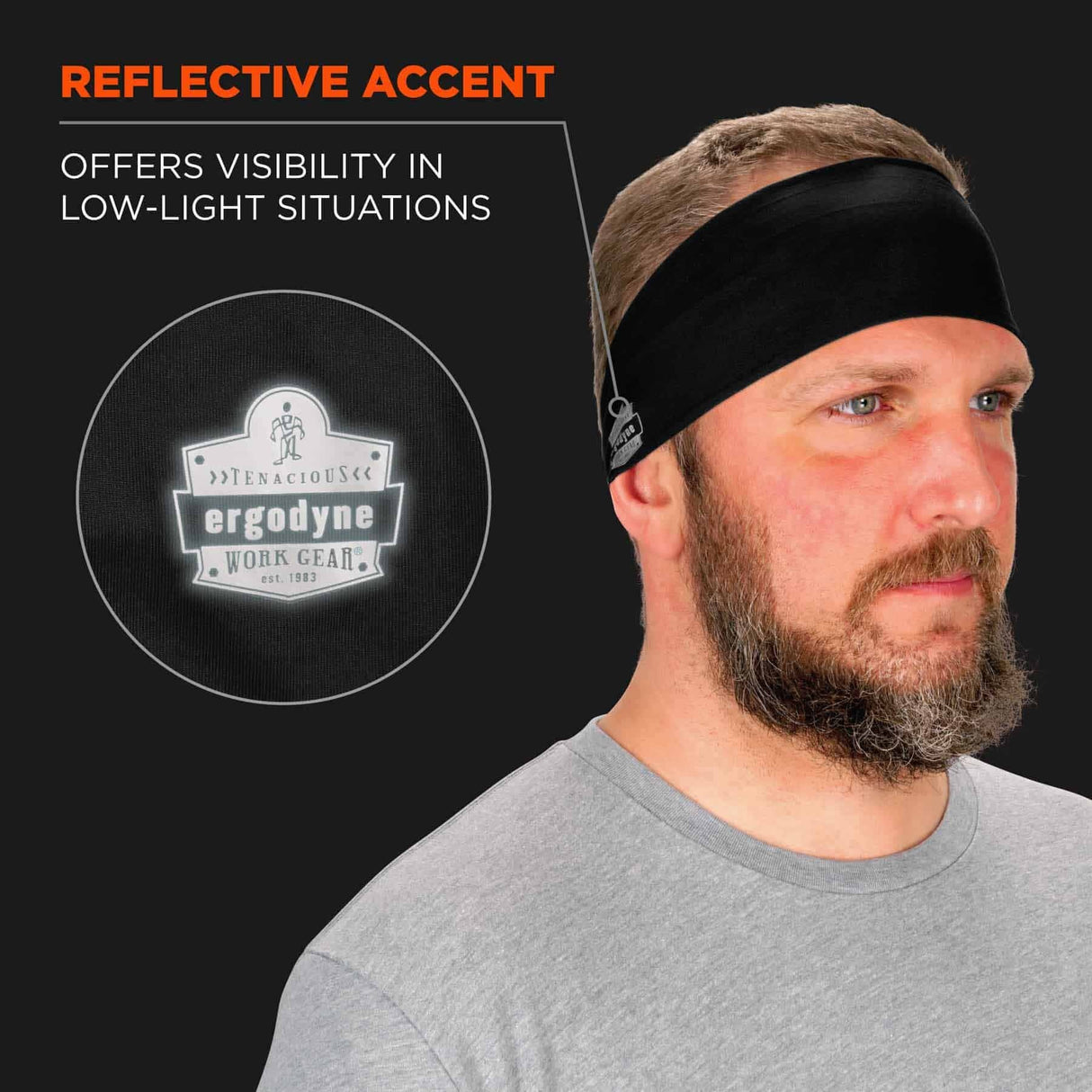 Ergodyne 12702 6634 Black Cooling Headband - Performance Knit - 9