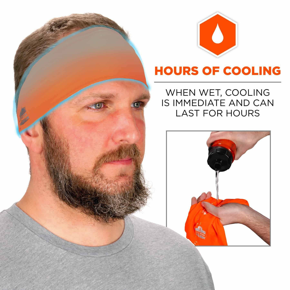 Ergodyne 12704 6634 Orange Cooling Headband - Performance Knit - 4