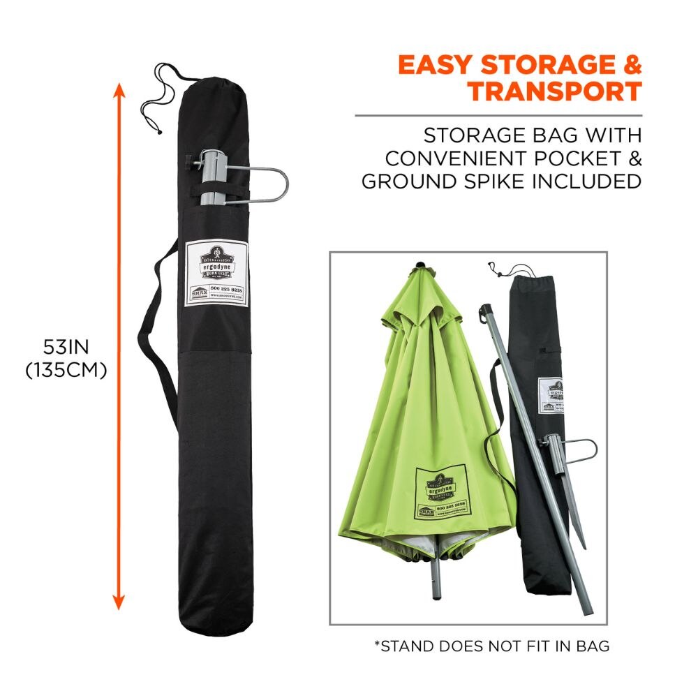 Ergodyne 12969 #6199 Lime Lightweight Work Umbrella Stand Kit - 6