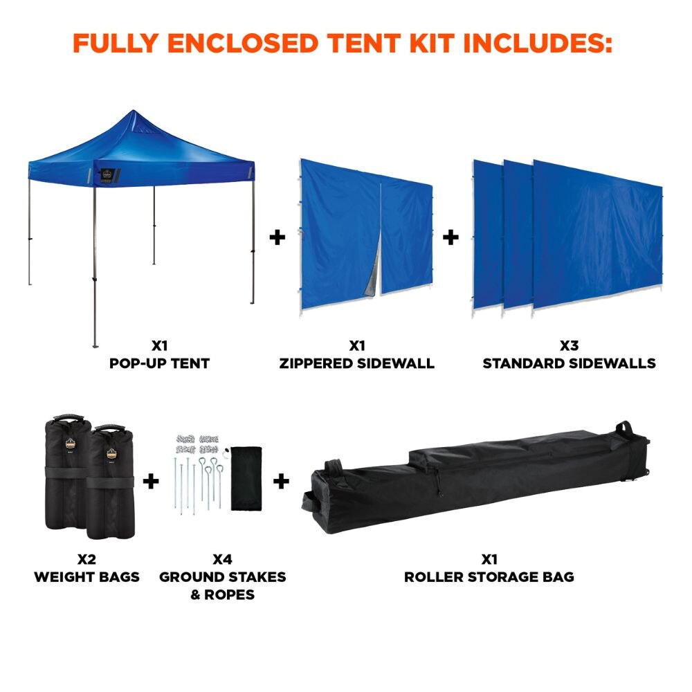 Ergodyne 12977 #6053 Single Blue Enclosed Pop-Up Tent Kit - 10ft x 10ft - 2