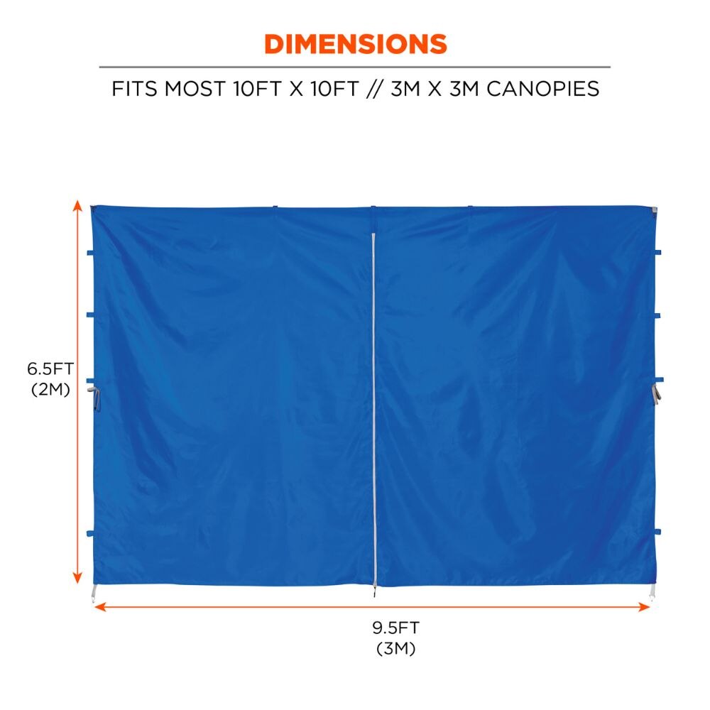 Ergodyne 12979 #6096 Blue Pop-Up Tent Sidewall Zipper - 10ft x 10ft - 4