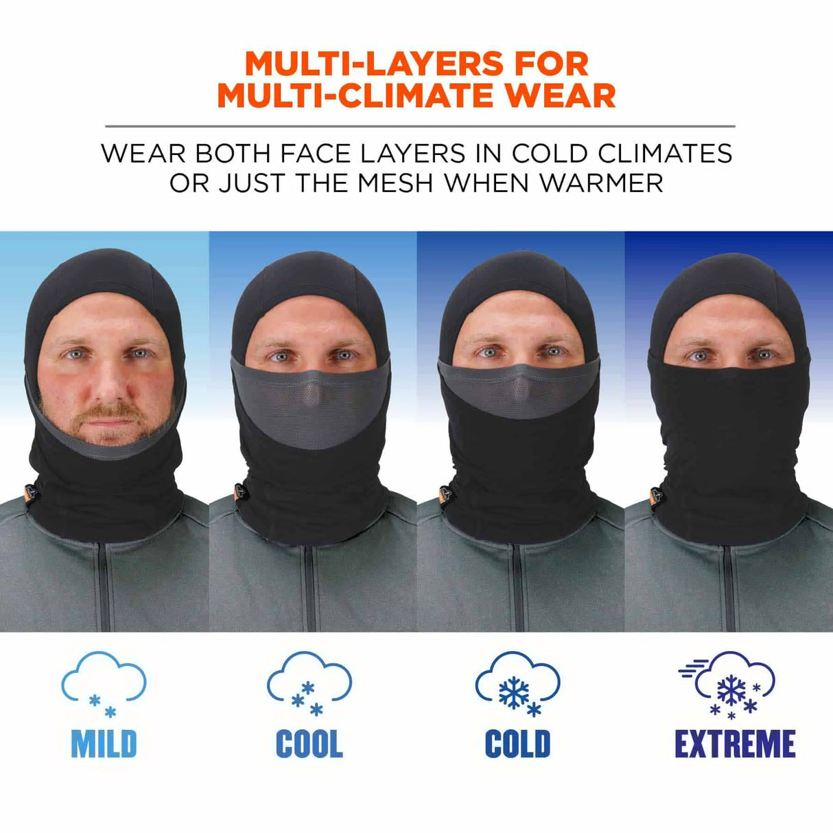 Ergodyne 16844 6844 Black Dual-Layer Balaclava Face Mask - 10