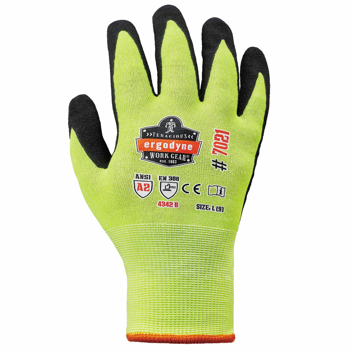 Ergodyne 17864 7021-CASE L Lime ANSI A2 Nitrile-Coated CR Gloves - WSX 144-Pair - 2