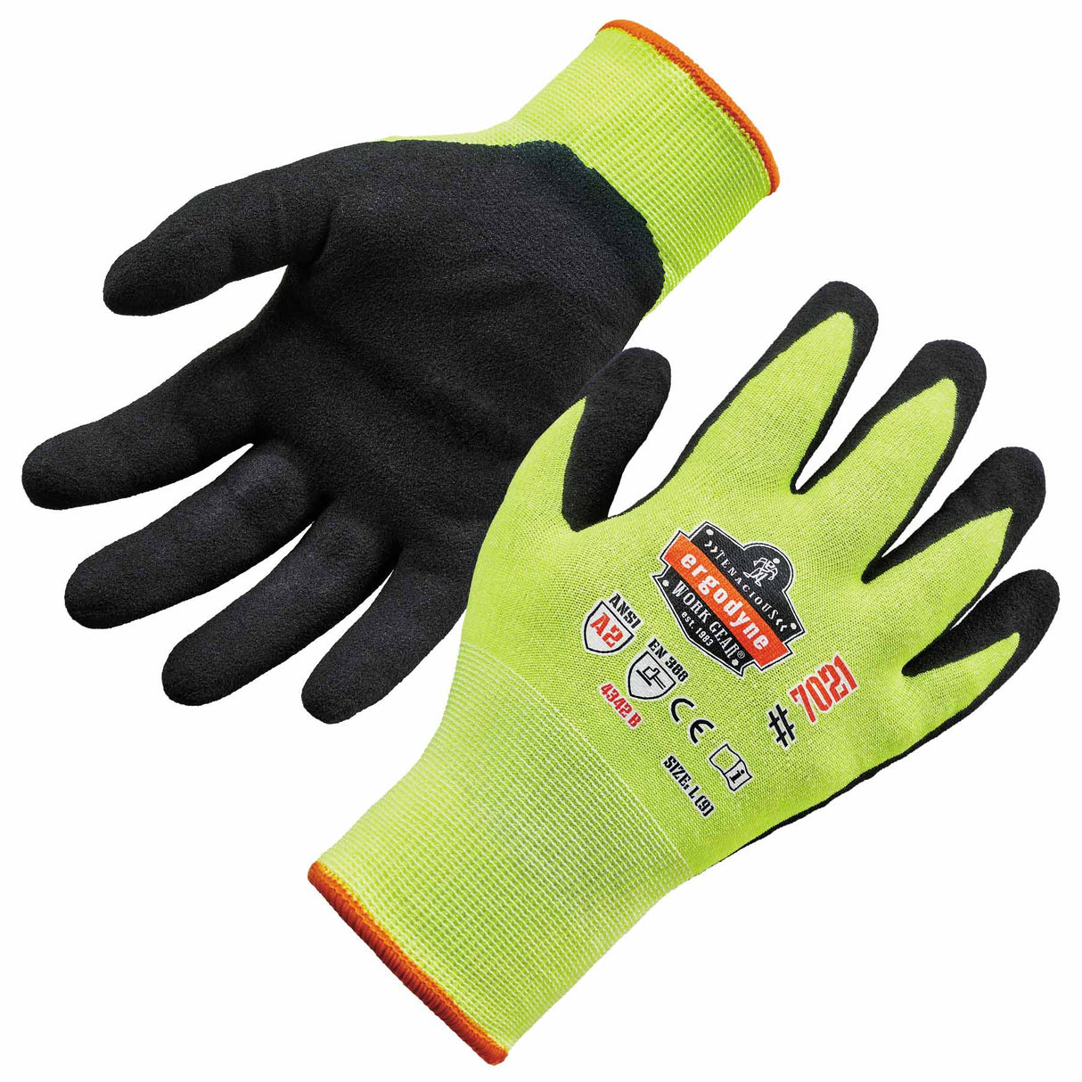 Ergodyne 17963 7021 M Lime ANSI A2 Nitrile-Coated CR Gloves - WSX