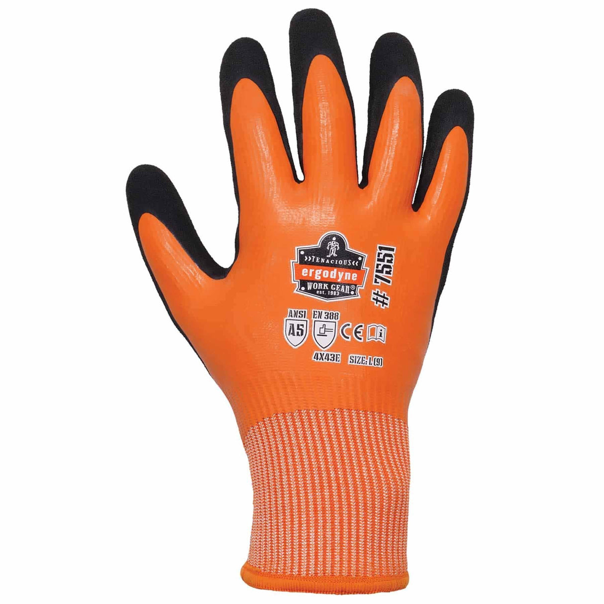Ergodyne 17993 7551-CASE M Orange ANSI A5 Coated Waterproof CR Gloves 144-Pair - 3