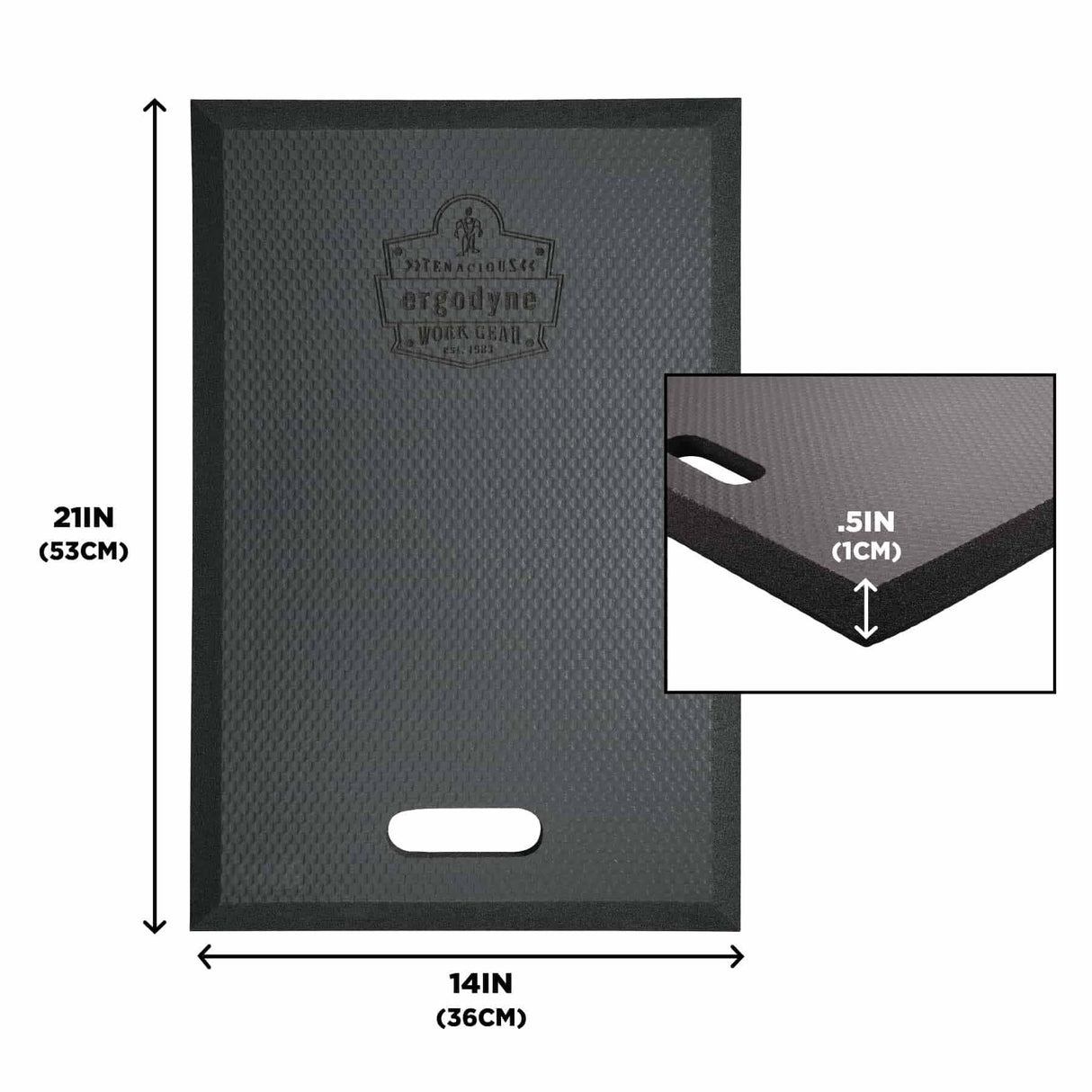 Ergodyne 18382 381 Black Standard Foam Kneeling Pad - 0.5in - 7