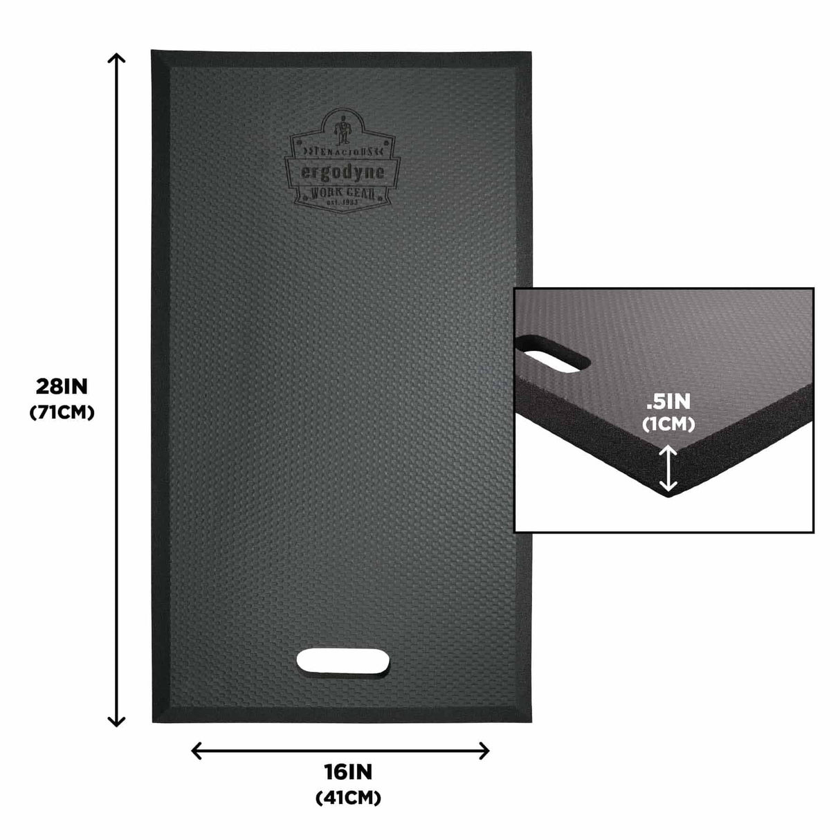 Ergodyne 18387 386 Black Large Foam Kneeling Pad - 0.5in - 7