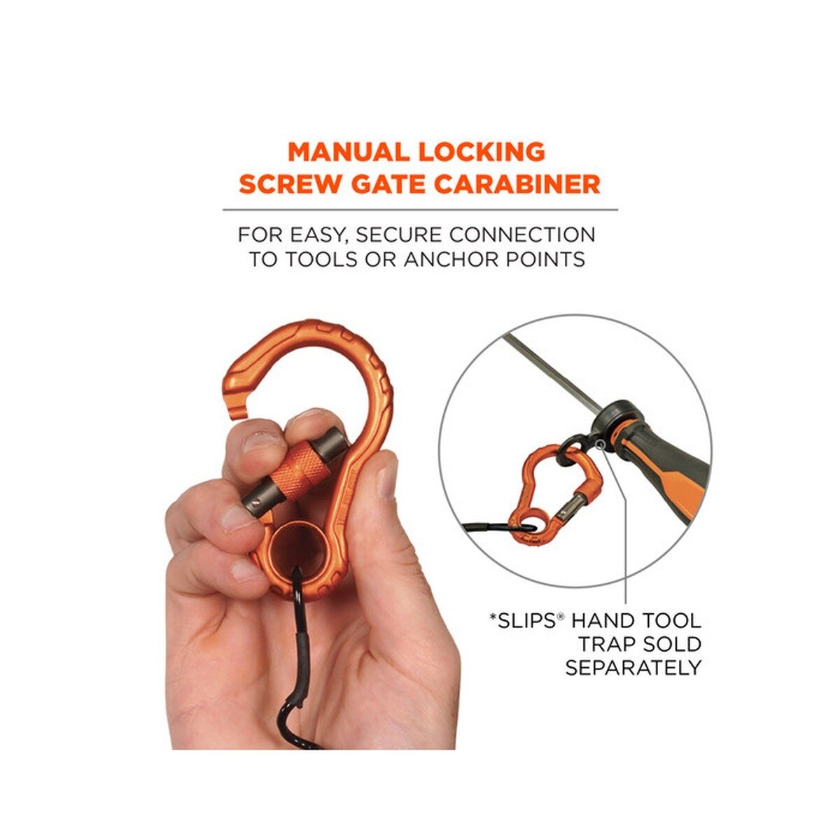 Ergodyne 19161 Squids 3156 Coil Tool Lanyard with Single Carabiner 2 lb - 7
