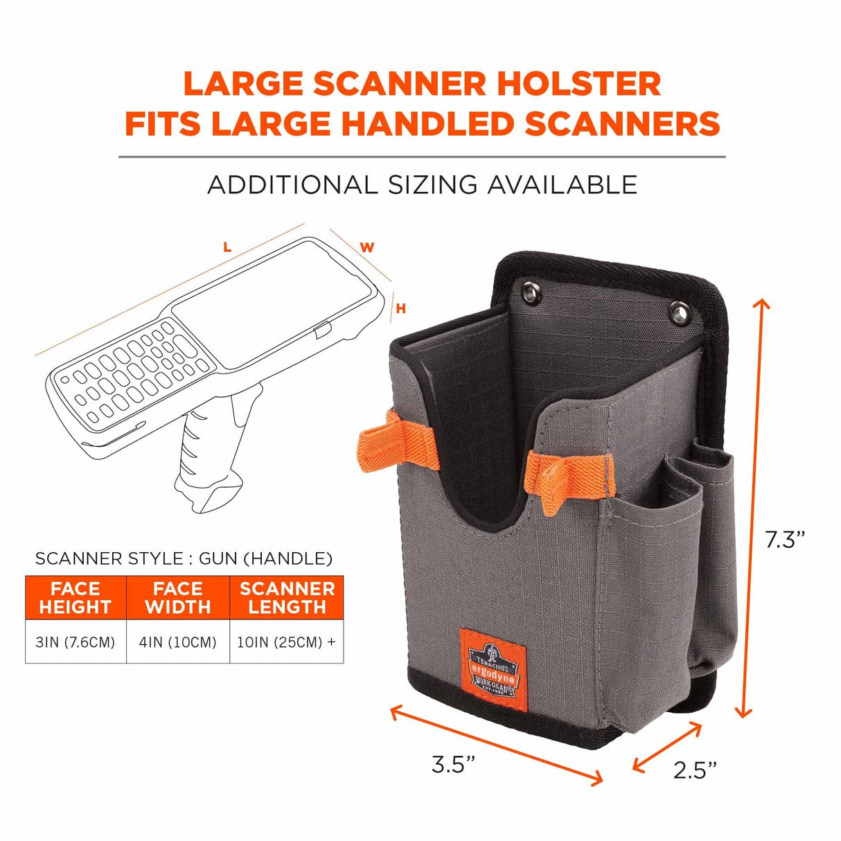 Ergodyne 19185 5543 L Gray Handheld Barcode Scanner Mount Holder - 6