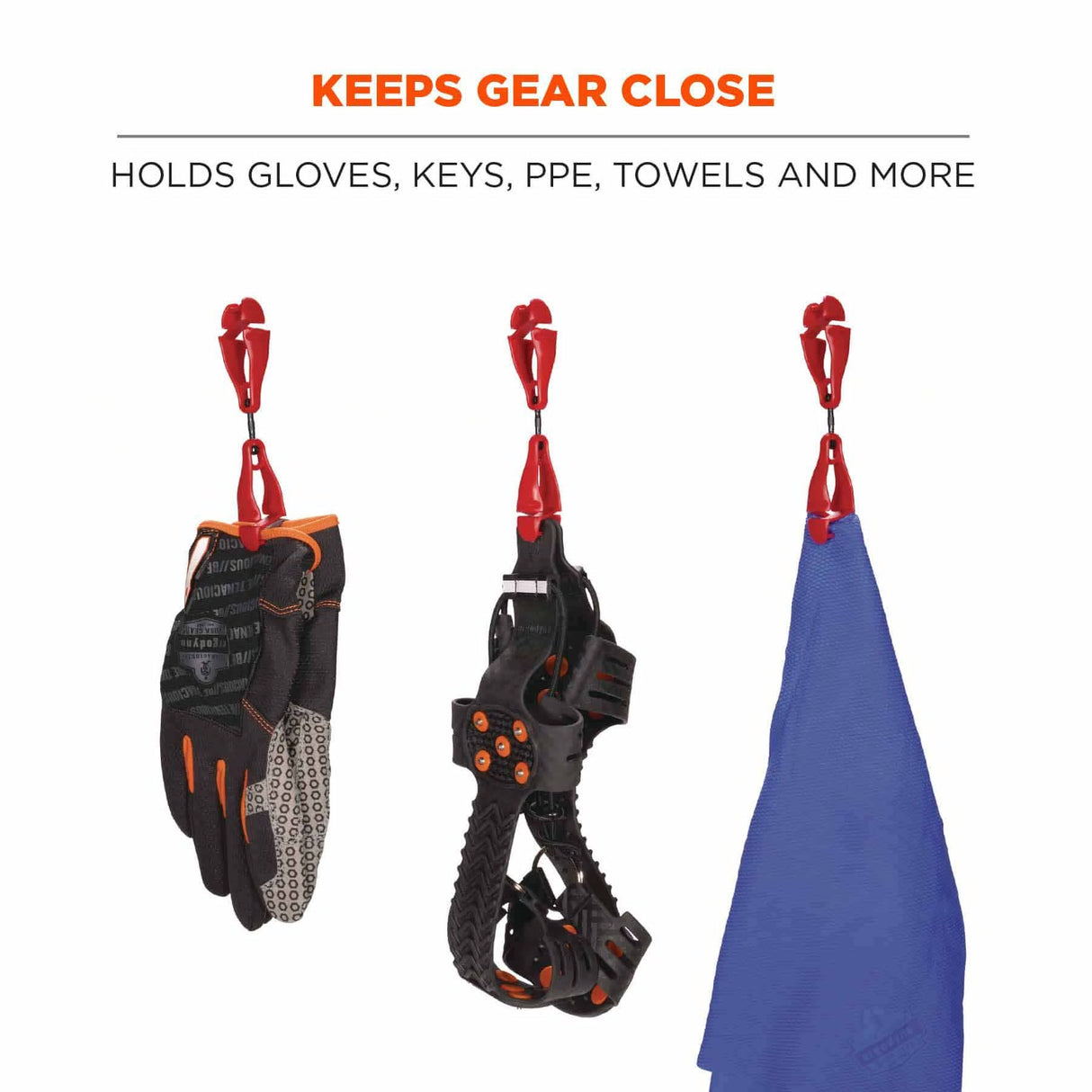 Ergodyne 19413 3420 Red Swivel Glove Clip Holder - Dual Clips - 2