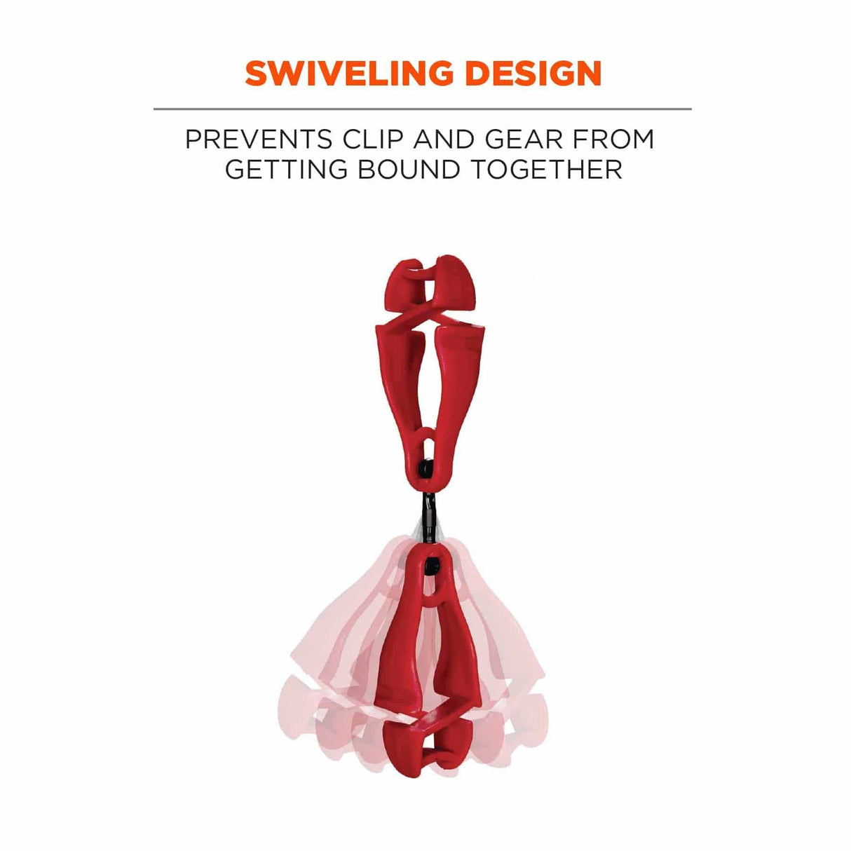 Ergodyne 19413 3420 Red Swivel Glove Clip Holder - Dual Clips - 3