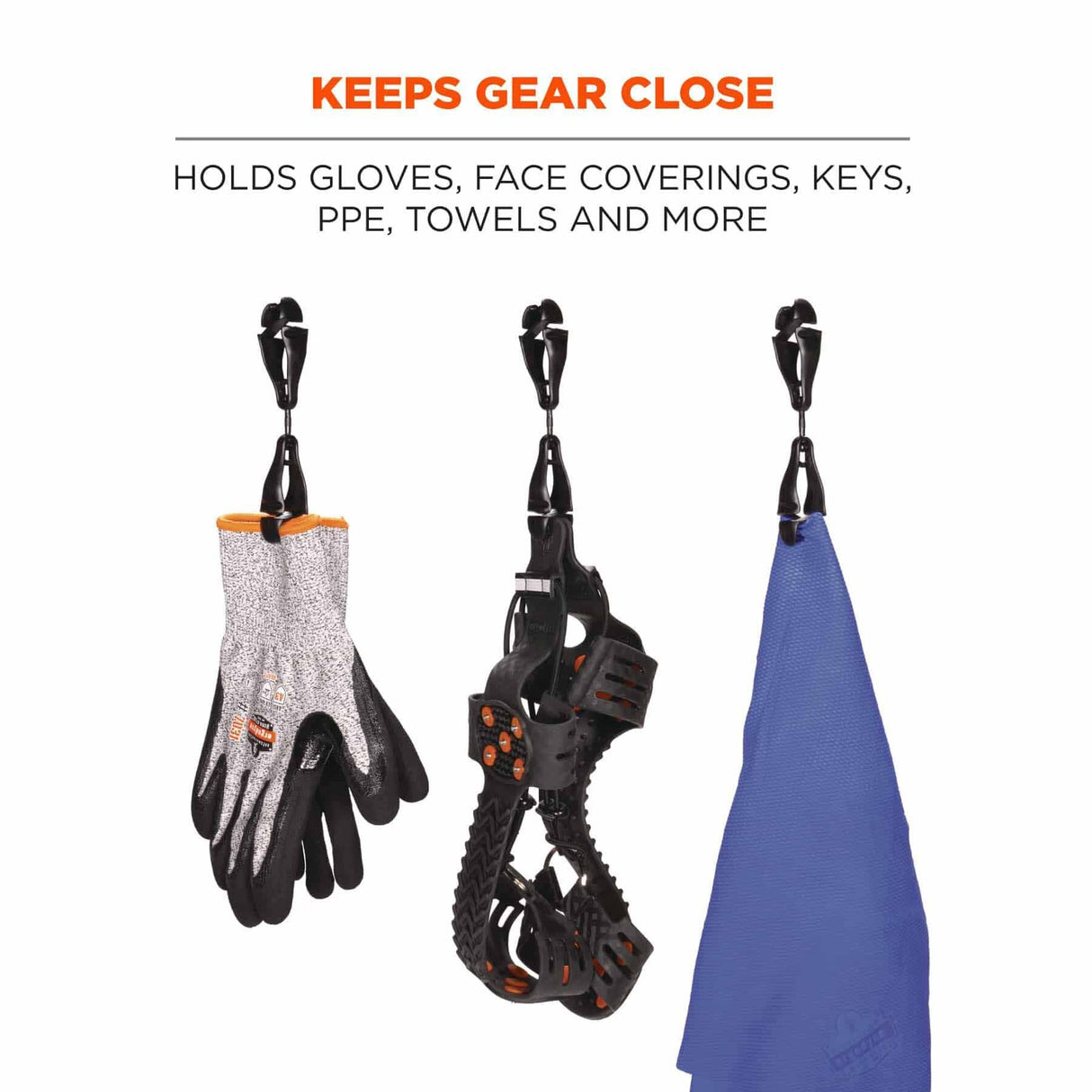 Ergodyne 19512-BULK 3420-BULK Black Swivel Glove Clip Holder - Dual Clips 100-Pack - 2