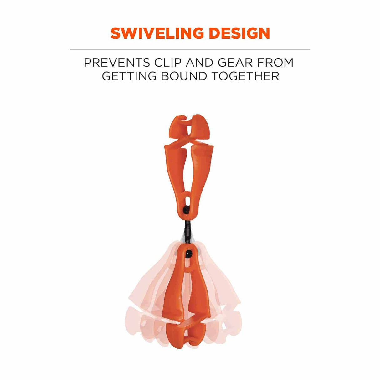 Ergodyne 19518-BULK 3420-BULK Orange Swivel Glove Clip Holder - Dual Clips 100-Pack - 3