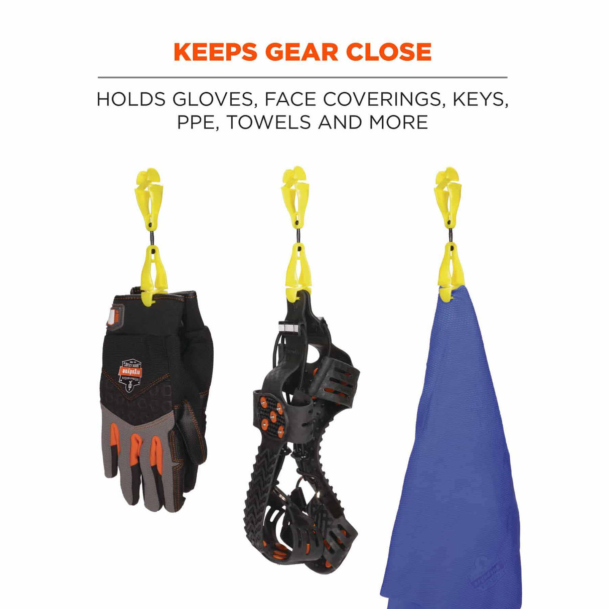 Ergodyne 19519-BULK 3420-BULK Lime Swivel Glove Clip Holder - Dual Clips 100-Pack - 2