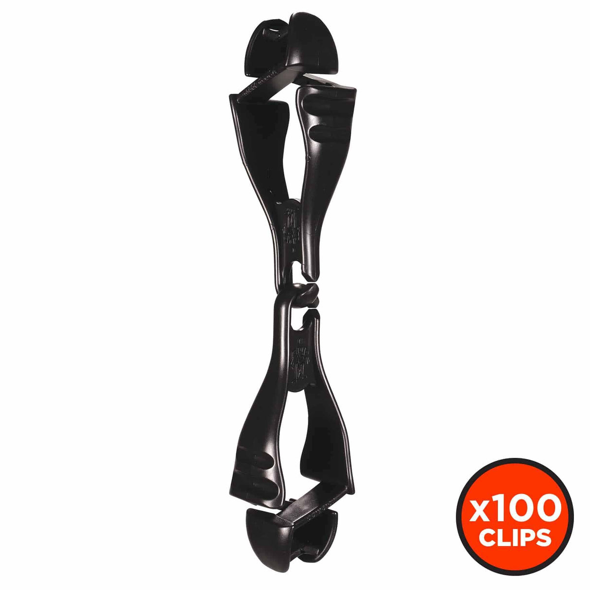 Ergodyne 19712-BULK 3400-BULK Black Glove Clip Holder - Dual Clips 100-Pack