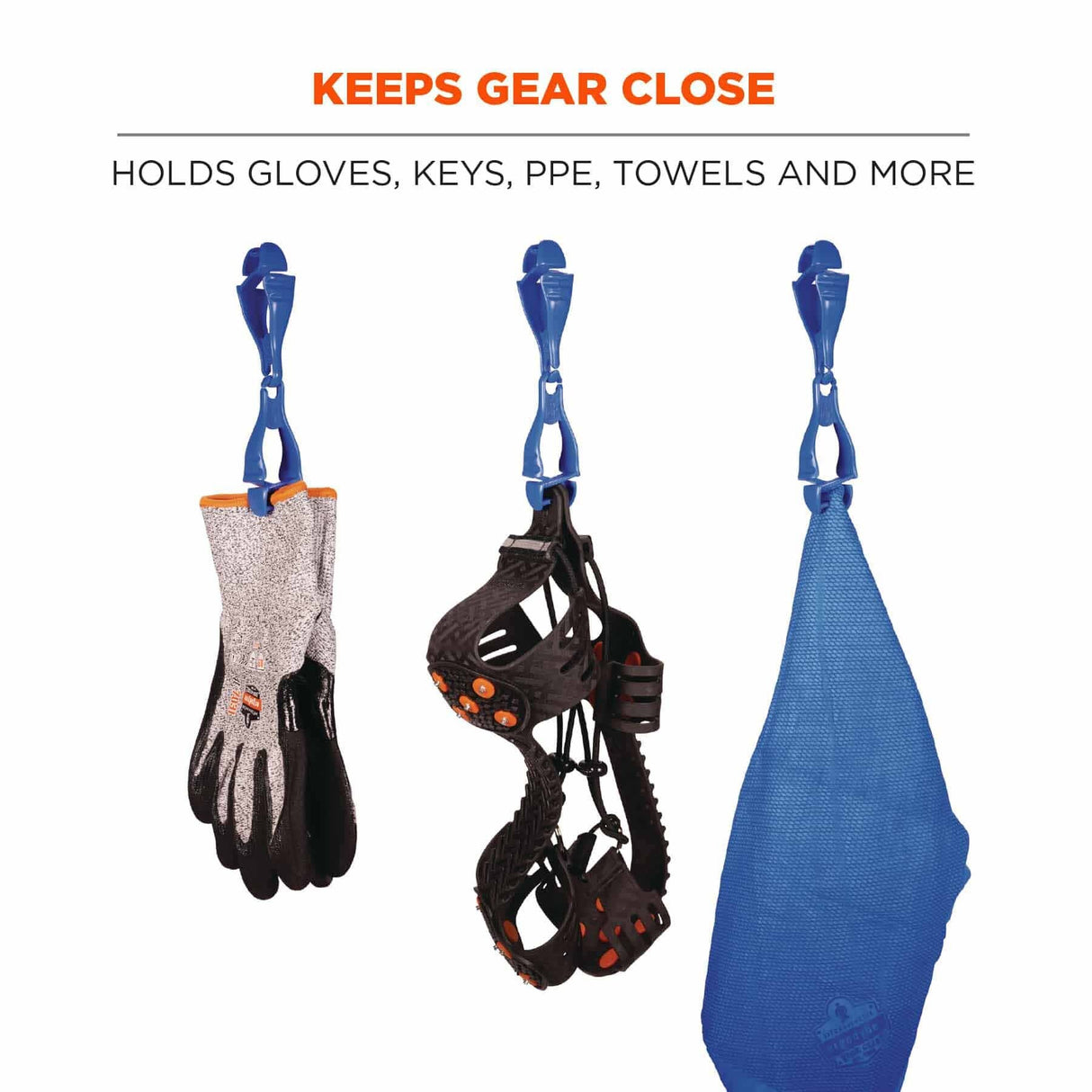 Ergodyne 19717-BULK 3400-BULK Blue Glove Clip Holder - Dual Clips 100-Pack - 2