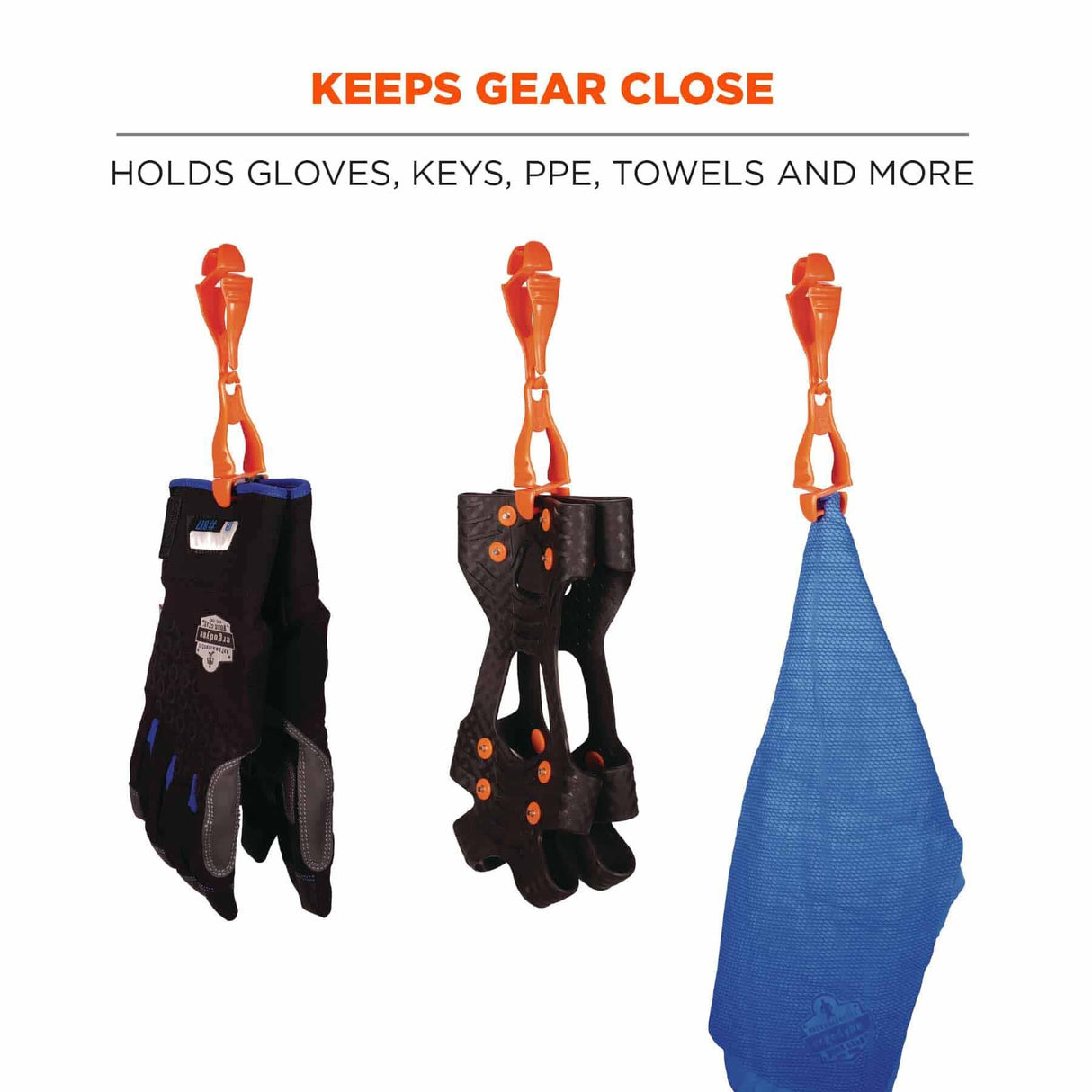 Ergodyne 19718-BULK 3400-BULK Orange Glove Clip Holder - Dual Clips 100-Pack - 2