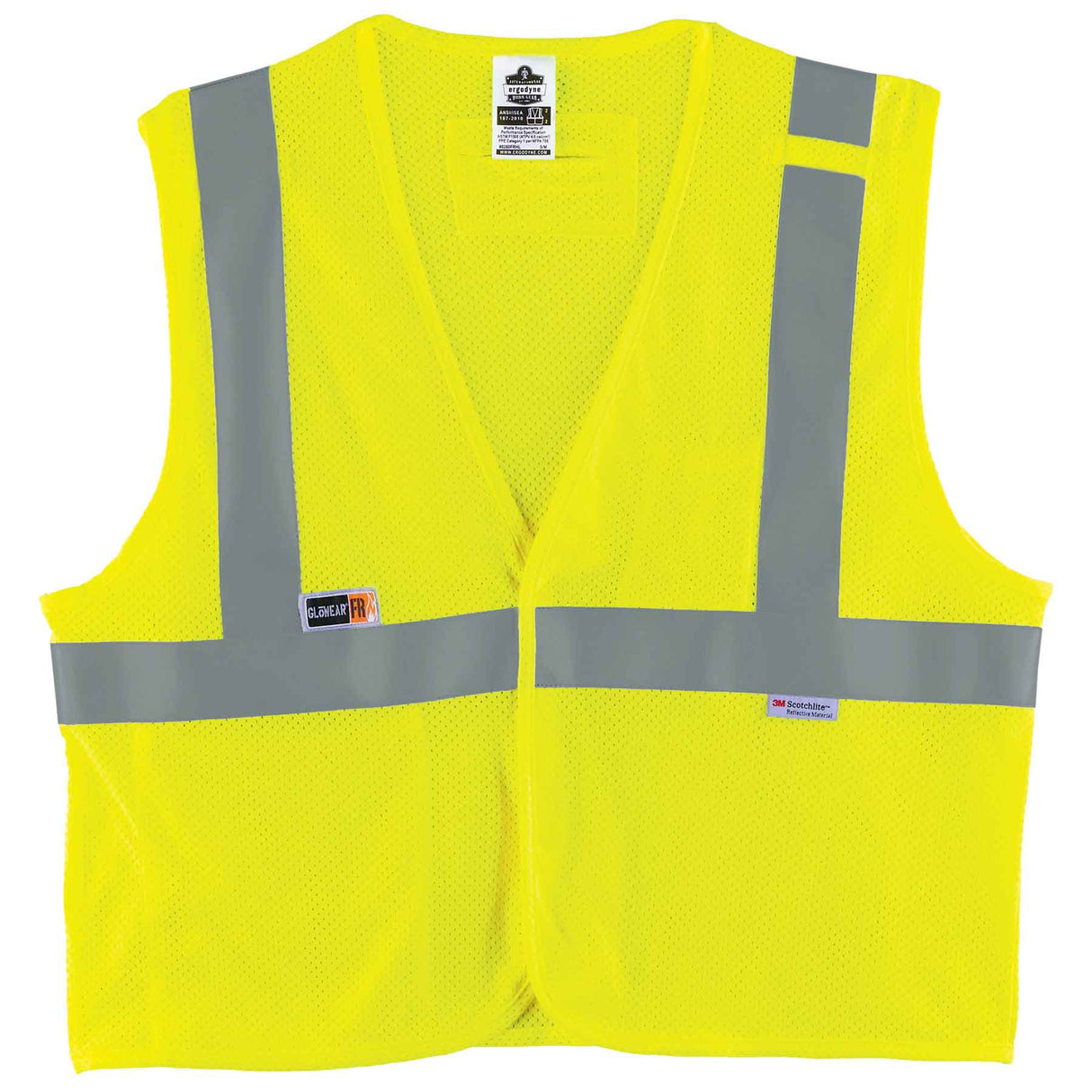 Ergodyne 21499 GloWear 8260FRHL Type R Class 2 FR Modacrylic Vest, 4XL/5XL, HV Lime - 2